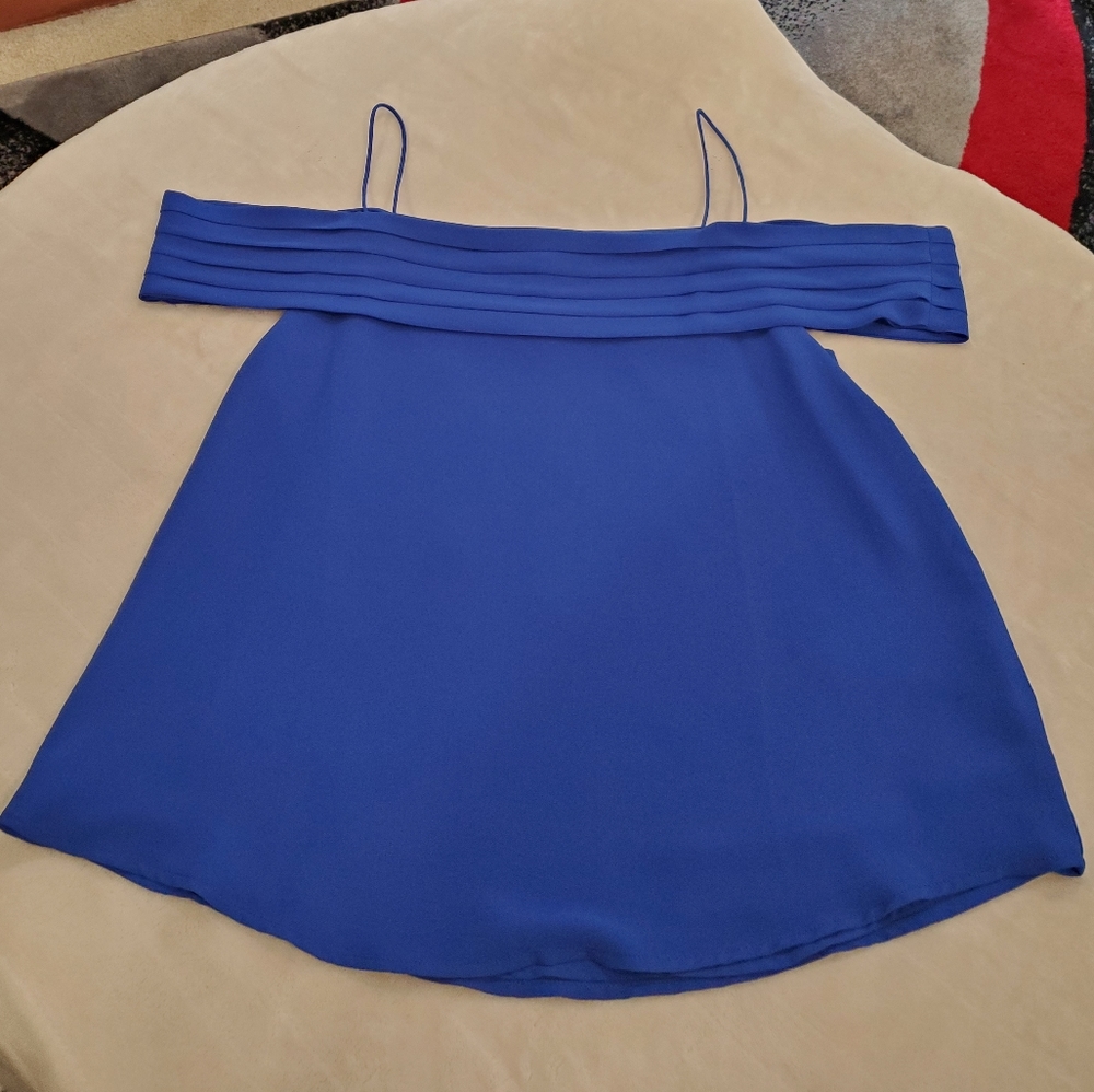 Naked Zebra Off The Shoulder Top Royal Blue Sz M EUC